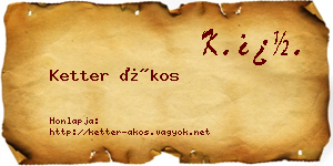 Ketter Ákos névjegykártya